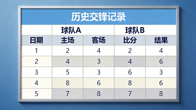 历史交锋记录详情页预览 - 显示两支球队过往对战数据表格